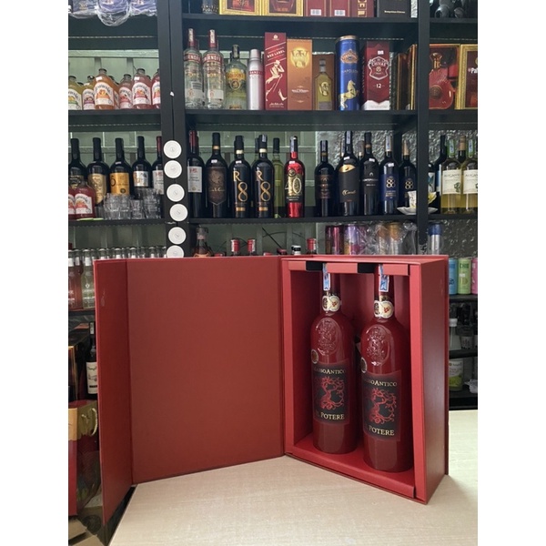 Combo 2 Chai Vang Đỏ Ý MASSO ANTICO 750ml-Tặng Hôp Đôi và Túi Xách Giấy