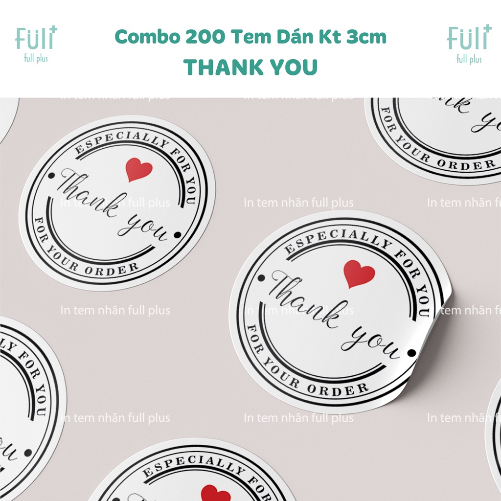 [ COMBO 200 TEM] Sticker Nhãn Dán Thank You, Dùng Để Trang Trí Đóng Gói Hàng
