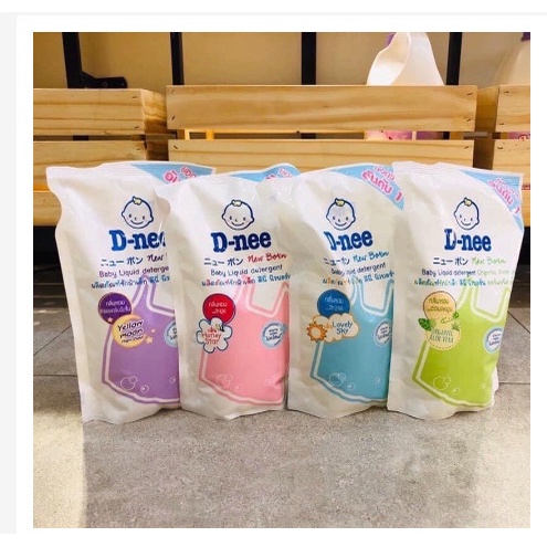 Nước giặt dnee túi 600ml nội địa Thái giặt xả 2 trong 1 thơm lâu bền màu an toàn cho trẻ sơ sinh