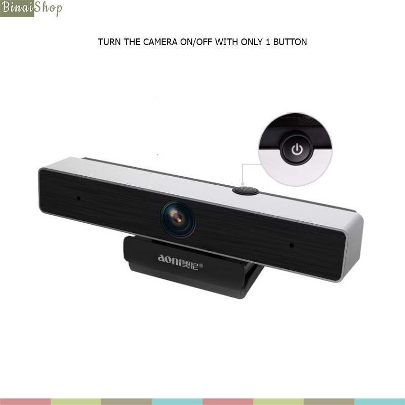 Aoni C90 - Webcam Họp Trực Tuyến Góc Rộng 105*, FullHD 1080p 30fps, Tự Động Lấy Nét, Tương Thích Với Smart TV