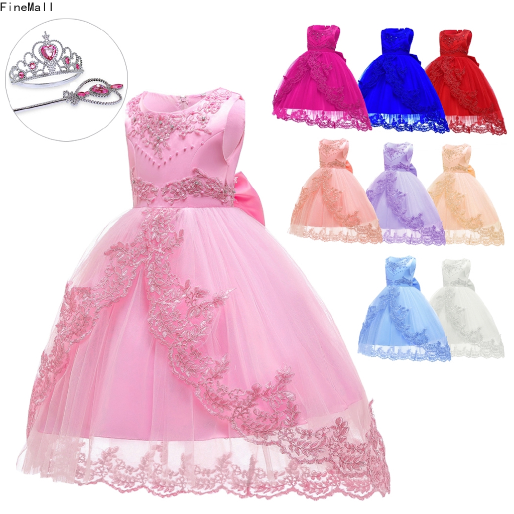 3-14 Years Baby Girls Flower Princess Dress for Birthday Wedding Party Evening Gowns