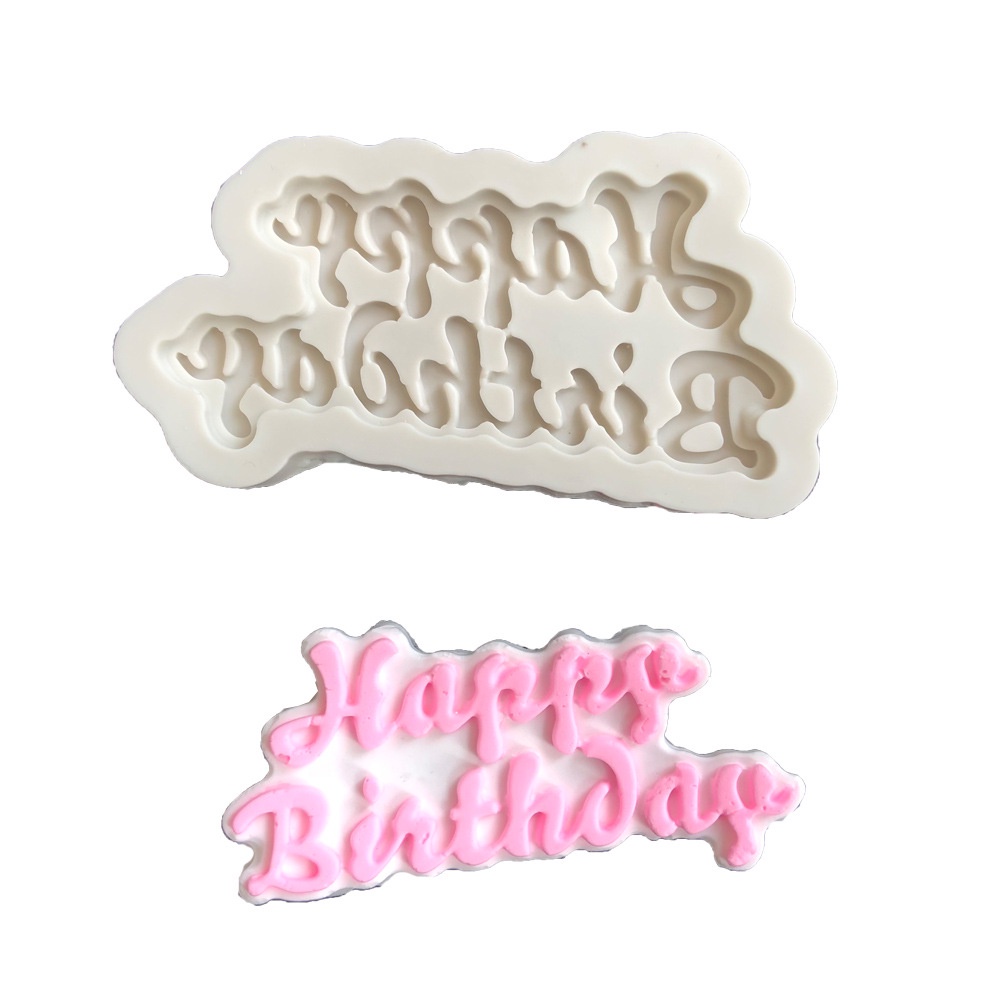 Khuôn silicon chữ Happy Birthday 7cm  làm bánh rau câu 3D 4D nhấn xôi, fondant, socola, nến hanmade