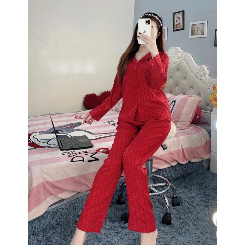 Big Size - Bộ Lụa Gấm Dài Tay Size XL