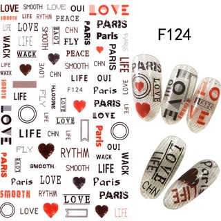 [ Lẻ ] Sticker dán móng tay hình chữ Love Life Rymth mã F124