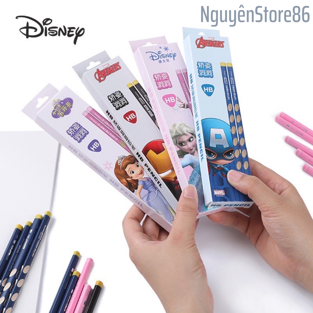 Bút Chì HB Tam Giác UME Disney Hình Nhân Vật Hoạt Hình Captain Iron-man Elsa Sofia-Bút Chì HB Cho Học Sinh