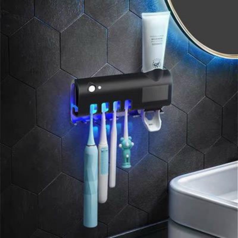 Kệ Treo Bàn Chải Đánh Răng Khử Trùng &amp; Bộ Nhả Kem Đánh Răng 2IN1 Tự Động Gắn Tường