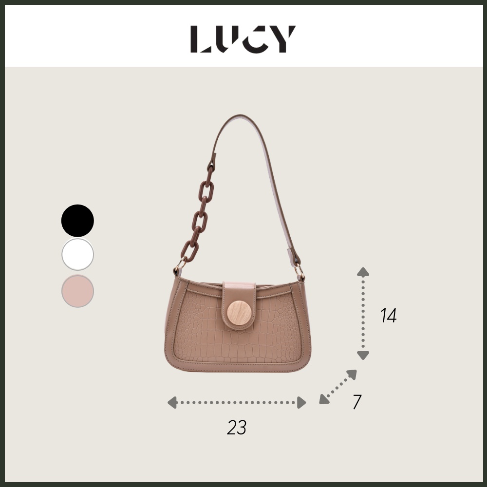 Túi kẹp nách dây da phối xích khóa tròn siêu đẹp Lucy Store