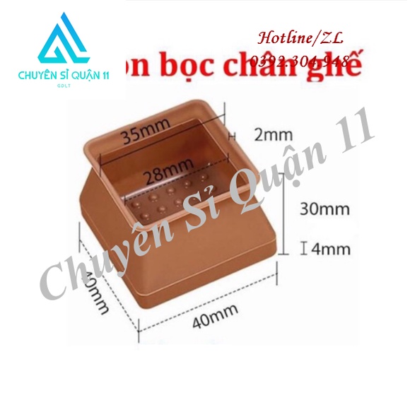 Vỏ bọc chân bàn ghế silicon dày hình vuông, miếng silicon dày bọc chân bàn ghế chống trơn - an toàn