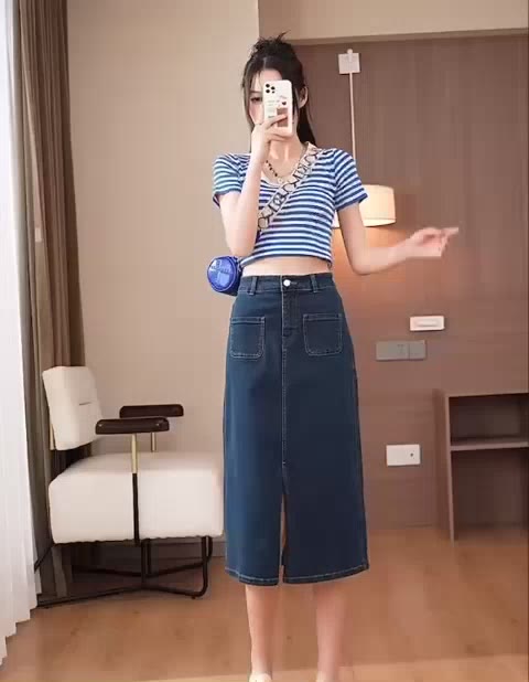 Chân Váy Jean Dáng Dài Winshop1997 Túi Hộp Xẻ Trước Trẻ Trung Năng Động R3 | BigBuy360 - bigbuy360.vn