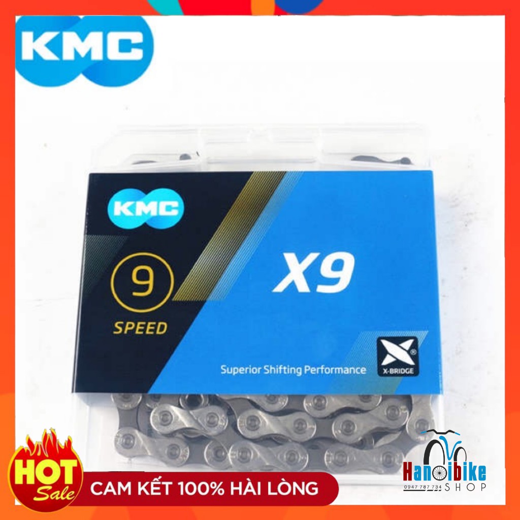 Xích sên KMC X9 116L chính hãng Taiwan sử dụng cho xe đạp 9 tốc độ, hộp nhựa