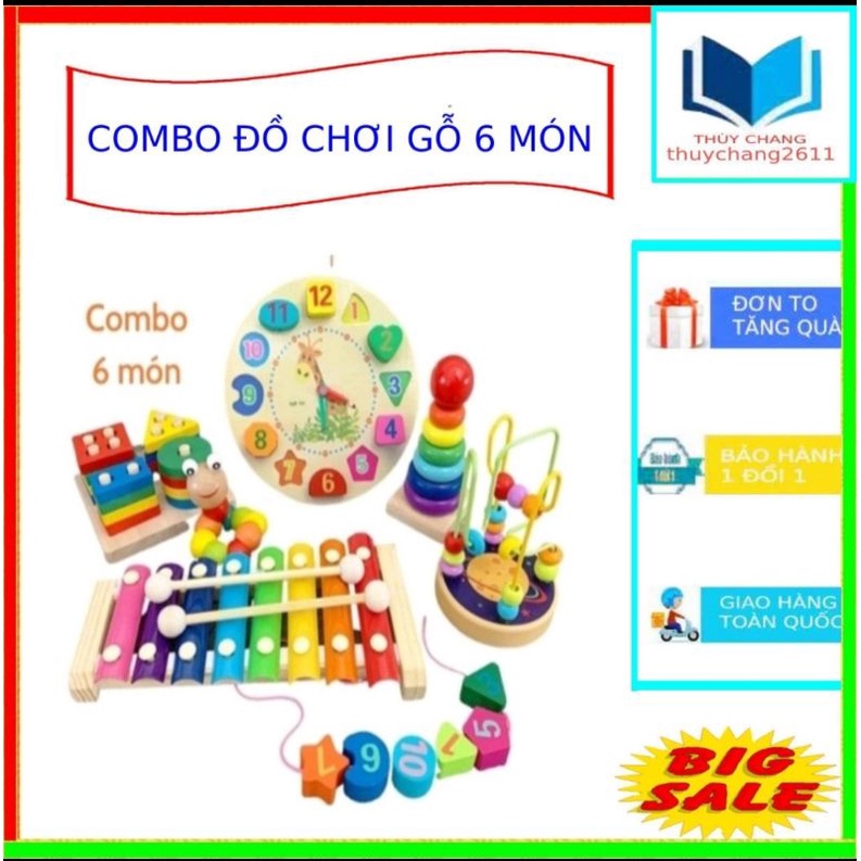 Combo 6 Món] Đồ Chơi Gỗ Thông Minh Phát Triển Trí Tuệ Cho Bé