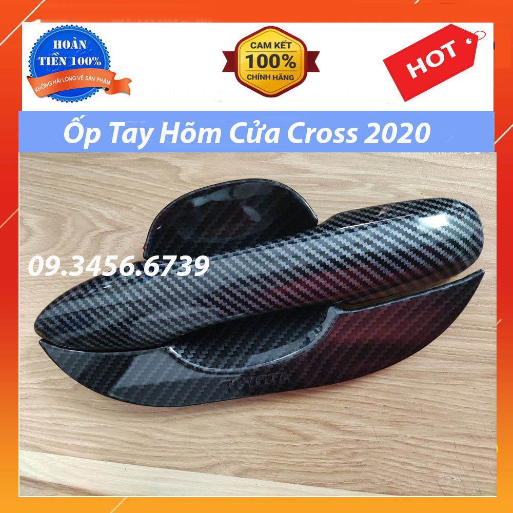 Ốp Tay Cửa Và Hõm Cửa Xe Toyota Cross 2021 2022 Vân Carbon Cao Cấp Chống xước tay cửa làm đẹp cho xe