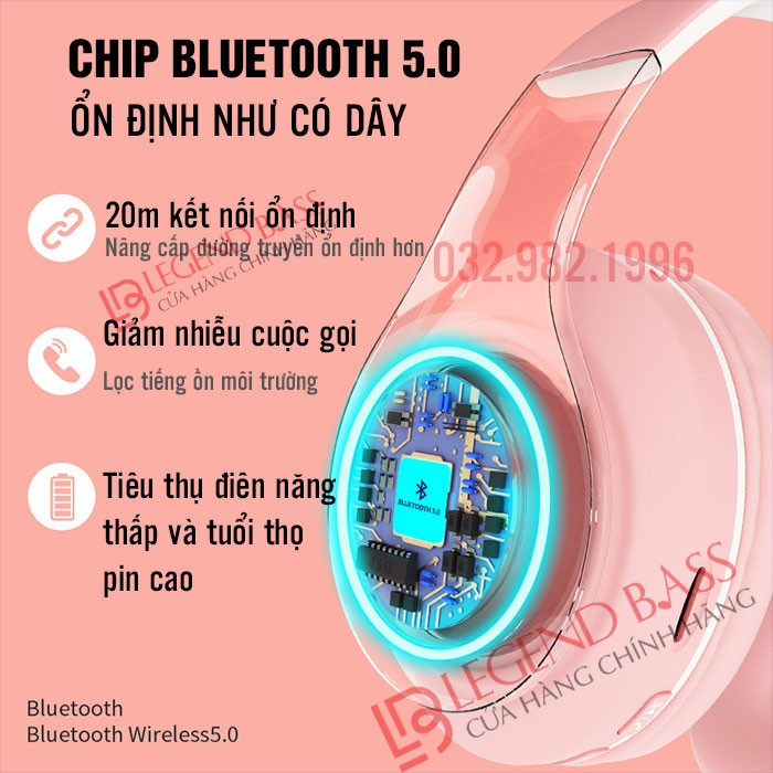 Tai Nghe Bluetooth Chụp Tai Không Dây Có Mic B39 Headphone Bluetooth Dễ Thương Âm Thanh Nổi Hifi Bass Mạnh Mẽ