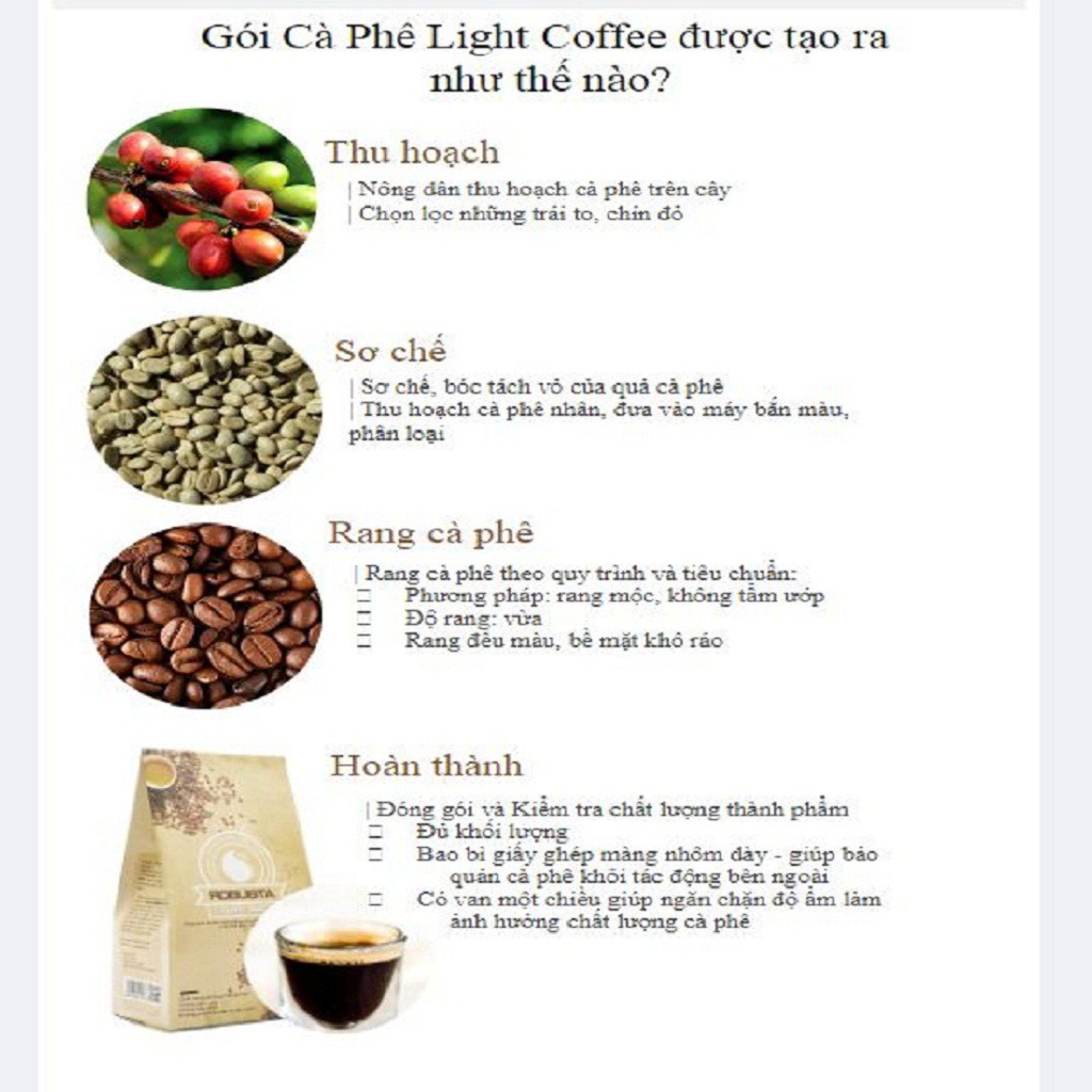 Cà phê hạt nguyên chất 100% - Hương vị mạnh mẽ 500gr - Light Coffee - Cà phê nội địa giá rẻ