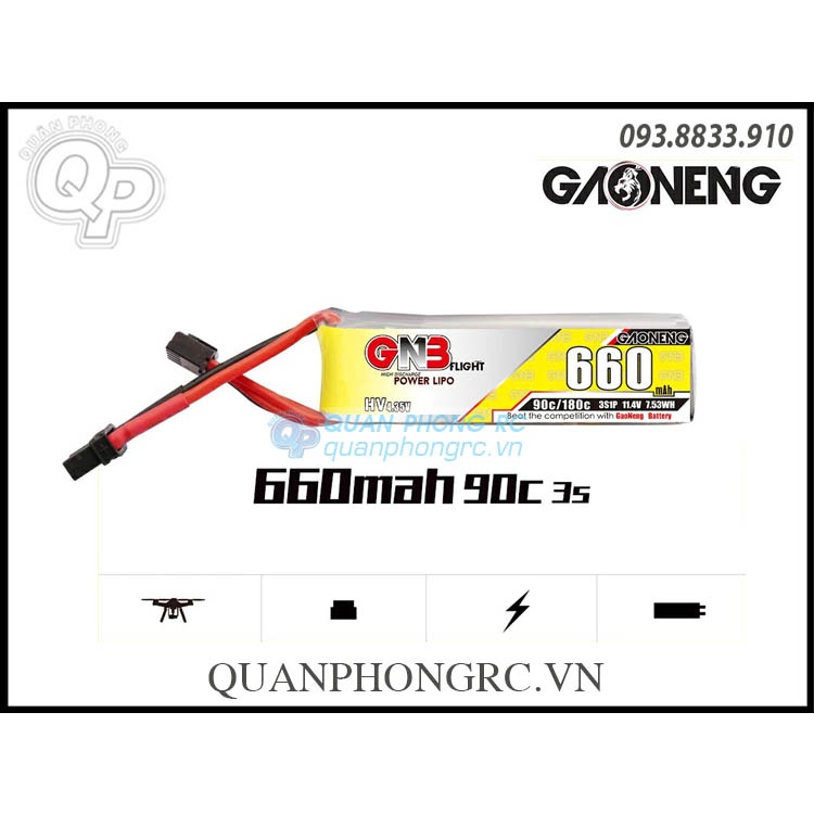 Pin GNB 660mAh 3S 90C 11.4V LiHV Battery