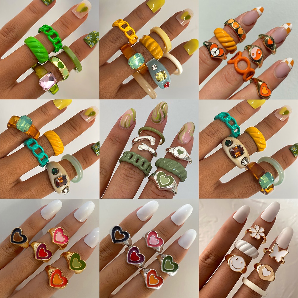 Set nhẫn đeo tay tùy chọn kiểu dáng thời trang xinh xắn cho nữ