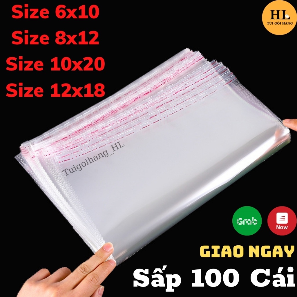 Túi bóng kiếng dán miệng sấp 100 túi – túi kiếng chất liệu opp cao cấp có lỗ thoáng khí size nhỏ TUIGOIHANGHL