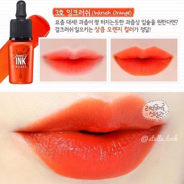 Son Lì Ink Velvet Tint đỏ cam