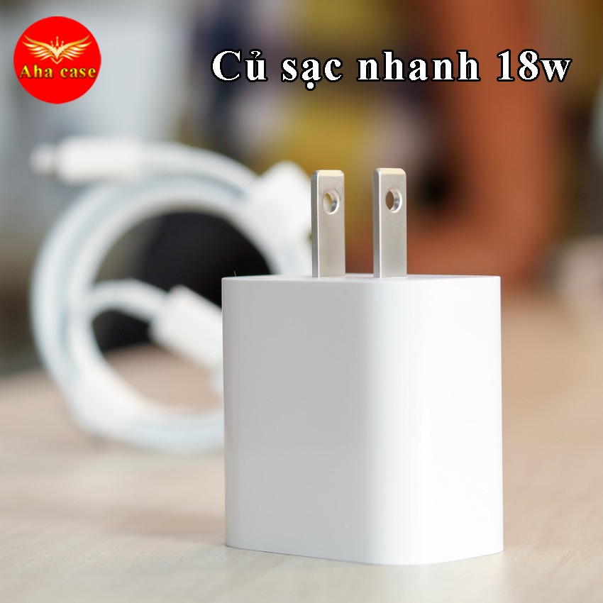 Bộ sạc nhanh iphone 18w, CỦ CÁP SẠC CỰC NHANH cho iPhone 7P/8P/X/XS//Xs Max/11/11Pro/11 Pro Max/12 Pro Max, chân USB-C