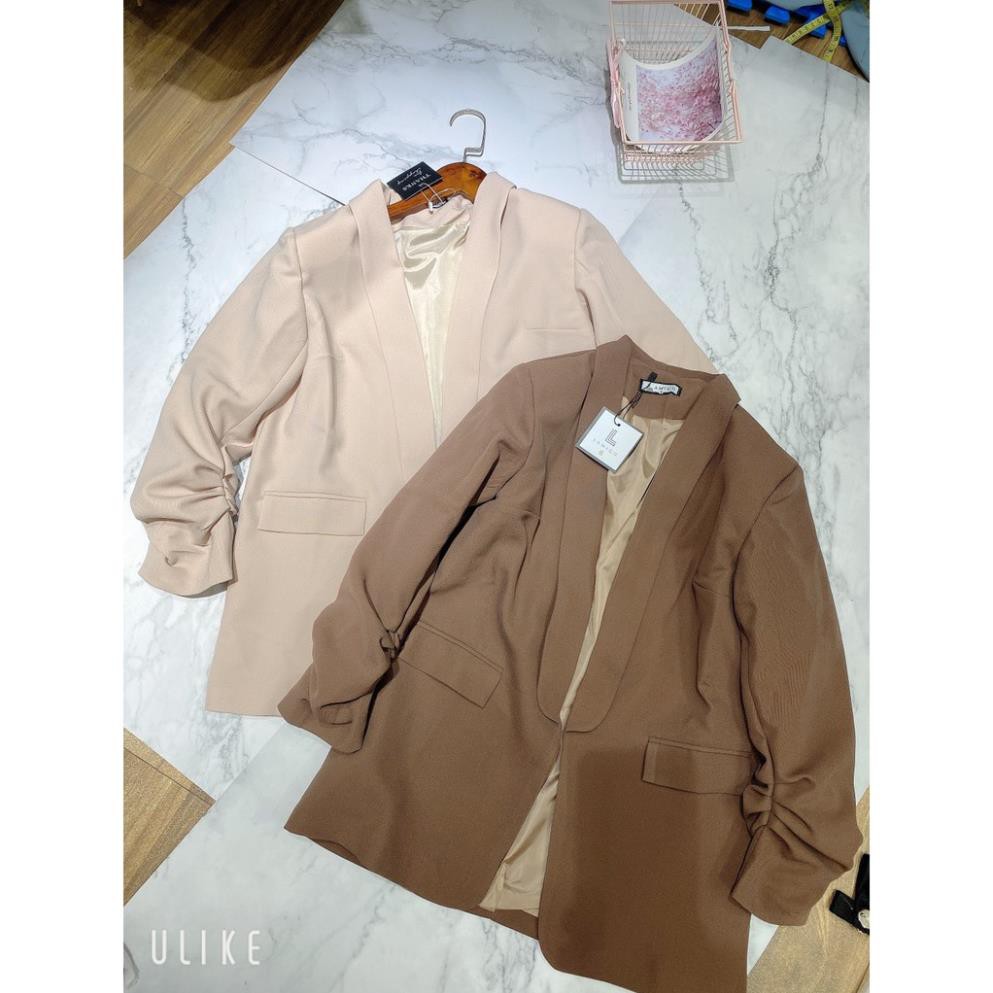 ÁO VEST- BLAZER CỔ TAY NHÚN CỔ SAM DÁNG SUÔNG NHẸ 2 LỚP