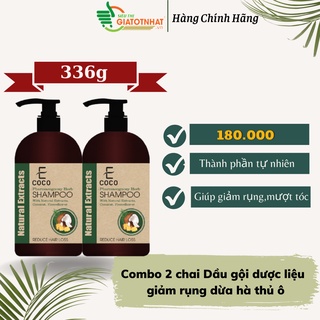 Dầu gội dươc liệu giảm rụng tóc với chiết xuất dừa, hà thủ ô Ecoco 336g(Combo 2 chai)