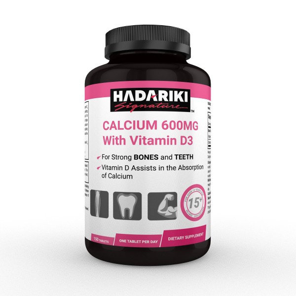 Hadariki Calcium 600mg With Vitamin D3 hỗ trợ xương, răng, ngừa loãng xương, Chai 150 viên