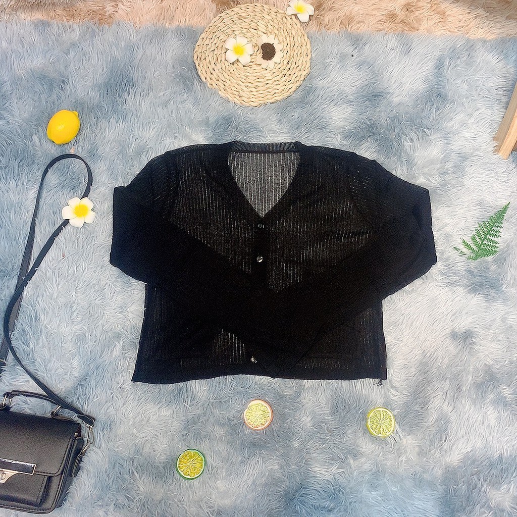Áo cardigan len mỏng dài tay cổ V thời trang nữ freesize 336 1Z18