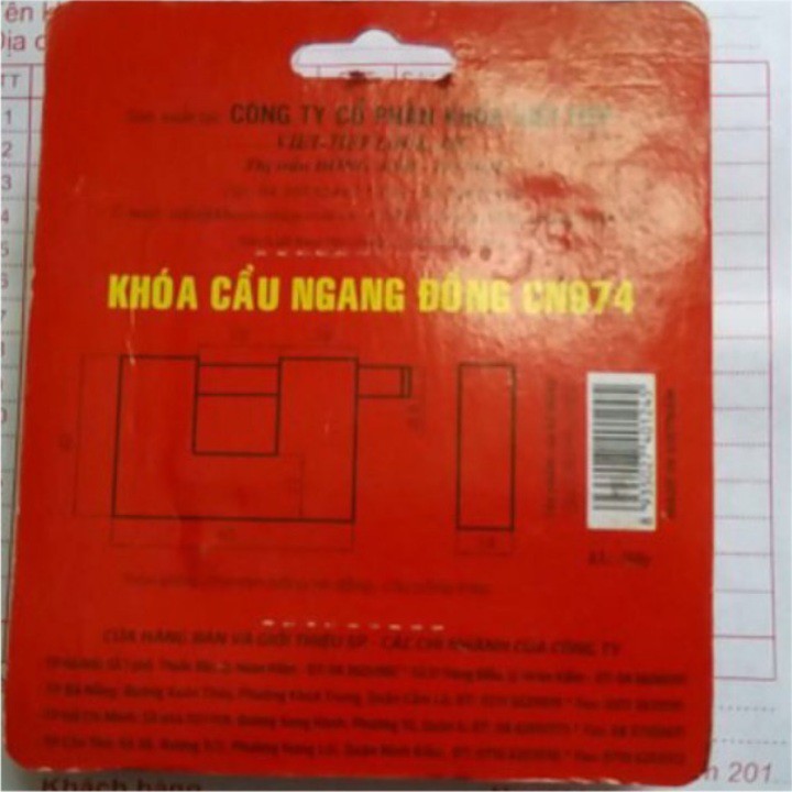 Khóa cầu ngang Việt Tiệp CN 974 bền đẹp