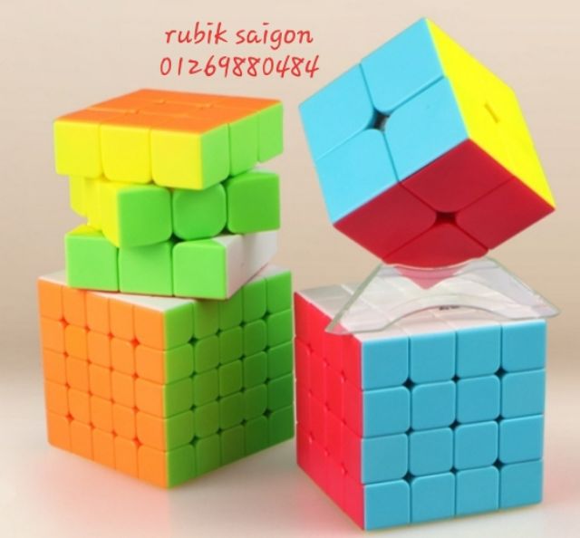 Combo Qiyi rubik 2x2, 3x3, 4x4, 5x5 viền đen