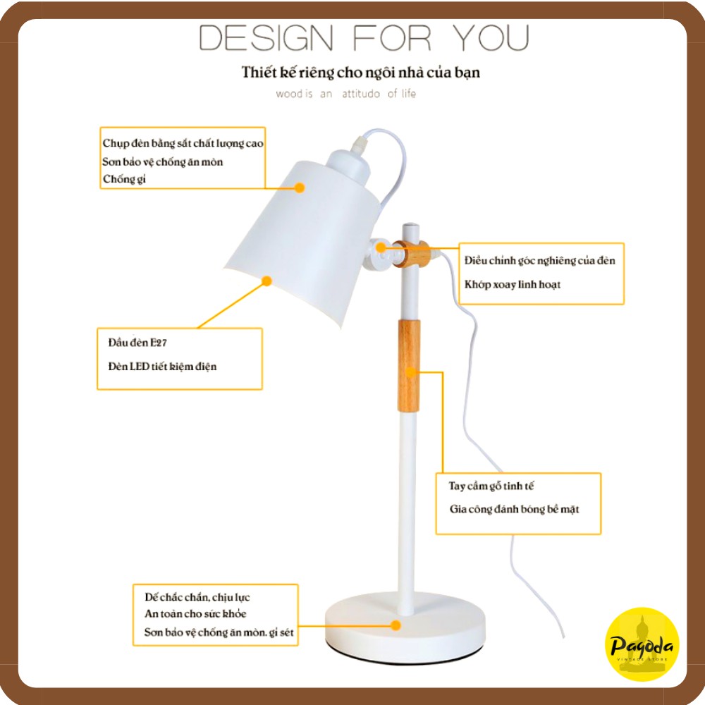 Đèn để bàn gỗ làm việc, đọc sách, decor MS01 =&gt; Follow shop để nhận mã giảm giá