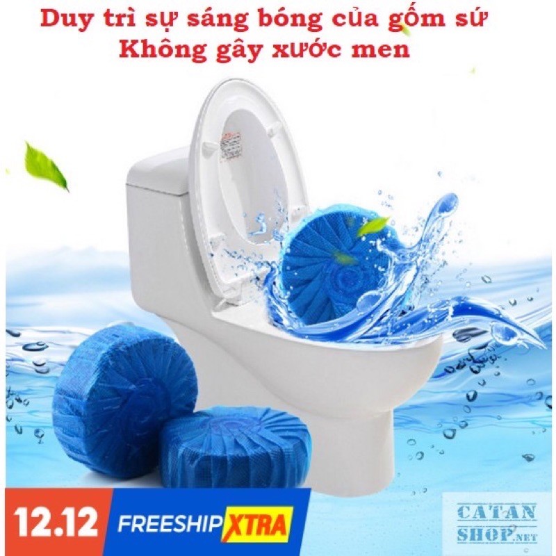 Viên tẩy bồn cầu toilet nhà vệ sinh bong bóng màu xanh khử mùi hôi diệt khuẩn chống ố vàng dạng nén GD404