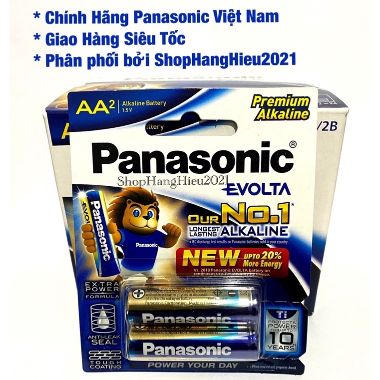 Pin AA Panasonic Evolta LR6EG/2B Premium Alkaline Hàng Chính Hãng Vỉ 2 Viên Made in ThaiLand