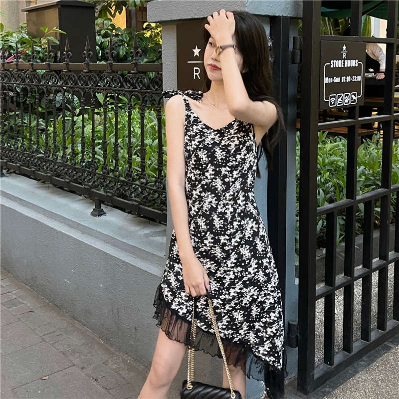 Xiaozhainv Đầm hoa 2 dây/tay ngắn thời trang quyến rũ | BigBuy360 - bigbuy360.vn