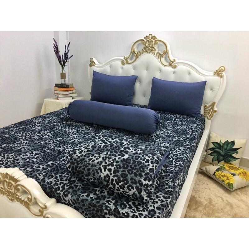 Bộ drap thun❤️FREESHIP❤️ga thun lạnh Hàn Quốc mẫu da báo(1 ga, 3 vỏ gối) | BigBuy360 - bigbuy360.vn