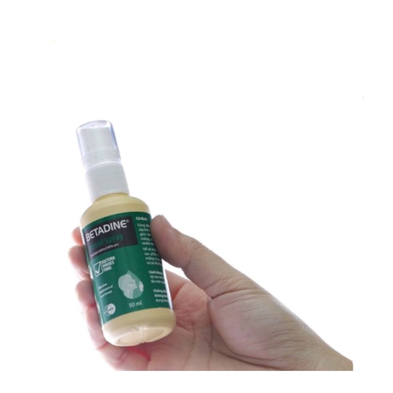 BETADINE Throat Spray 50ml ⚡ Nhà thuốc Hải Linh ⚡ Dung dịch xịt họng [povidin, povidine, betadin]