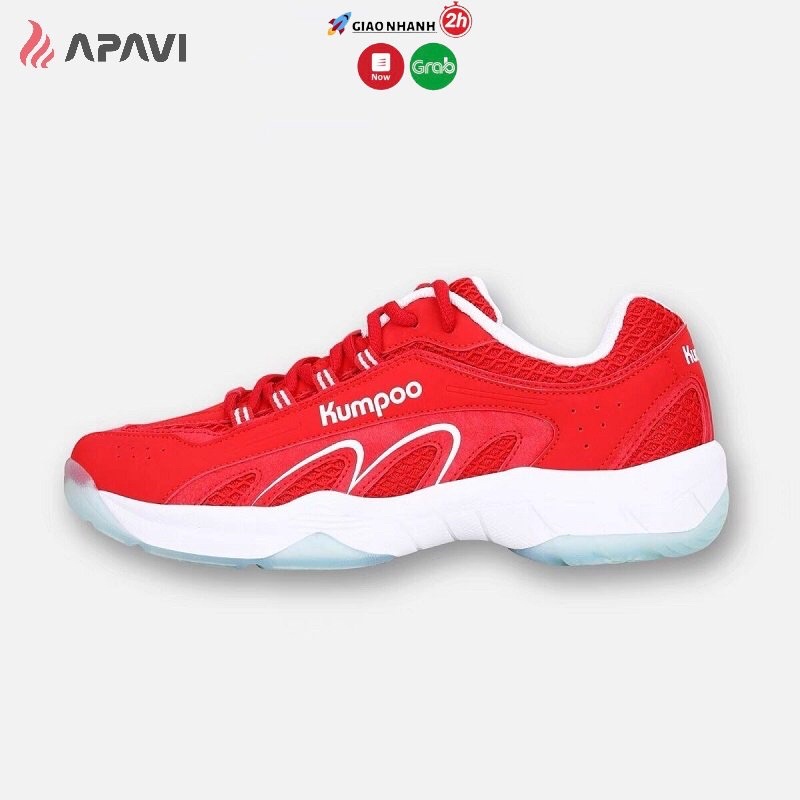 Giày cầu lông Kumpoo E25 đỏ tươi mới, da PU bóng, lưới thoáng khí