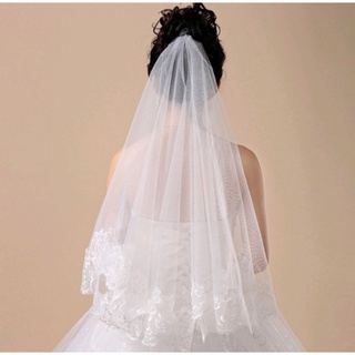 khăn voan lúp cô dâu viền ren có sẵn lược cài