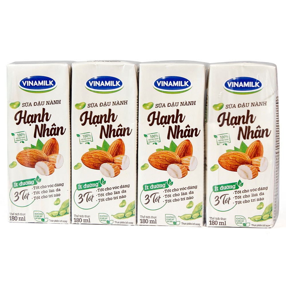 Sữa Đậu Nành Óc Chó – Hạnh Nhân Vinamilk 180ml Vỉ 4 Hộp