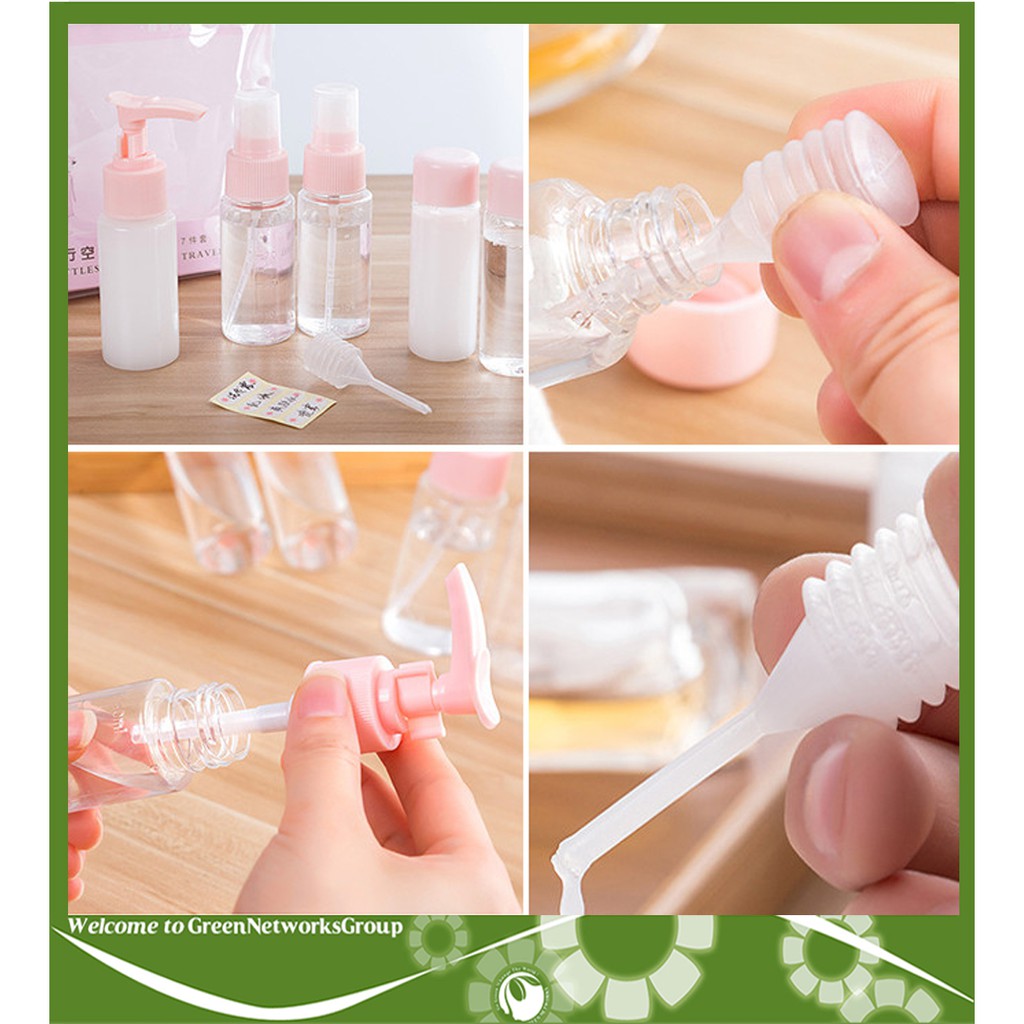 Bộ chiết mỹ phẩm 7 món mini tiện dụng phù hợp cho du lịch Greennetworks ( giao màu ngẫu nhiên )