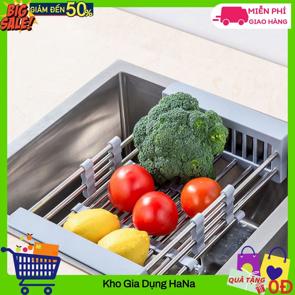 Rổ Inox Đa Năng🔥SALE🔥Kệ Gác Bồn Rửa Bát Rút Gọn Siêu Tiện Lợi Đựng Rau Củ Quả Thực Phẩm Chén Đĩa Làm Ráo Nước Hàng Bền