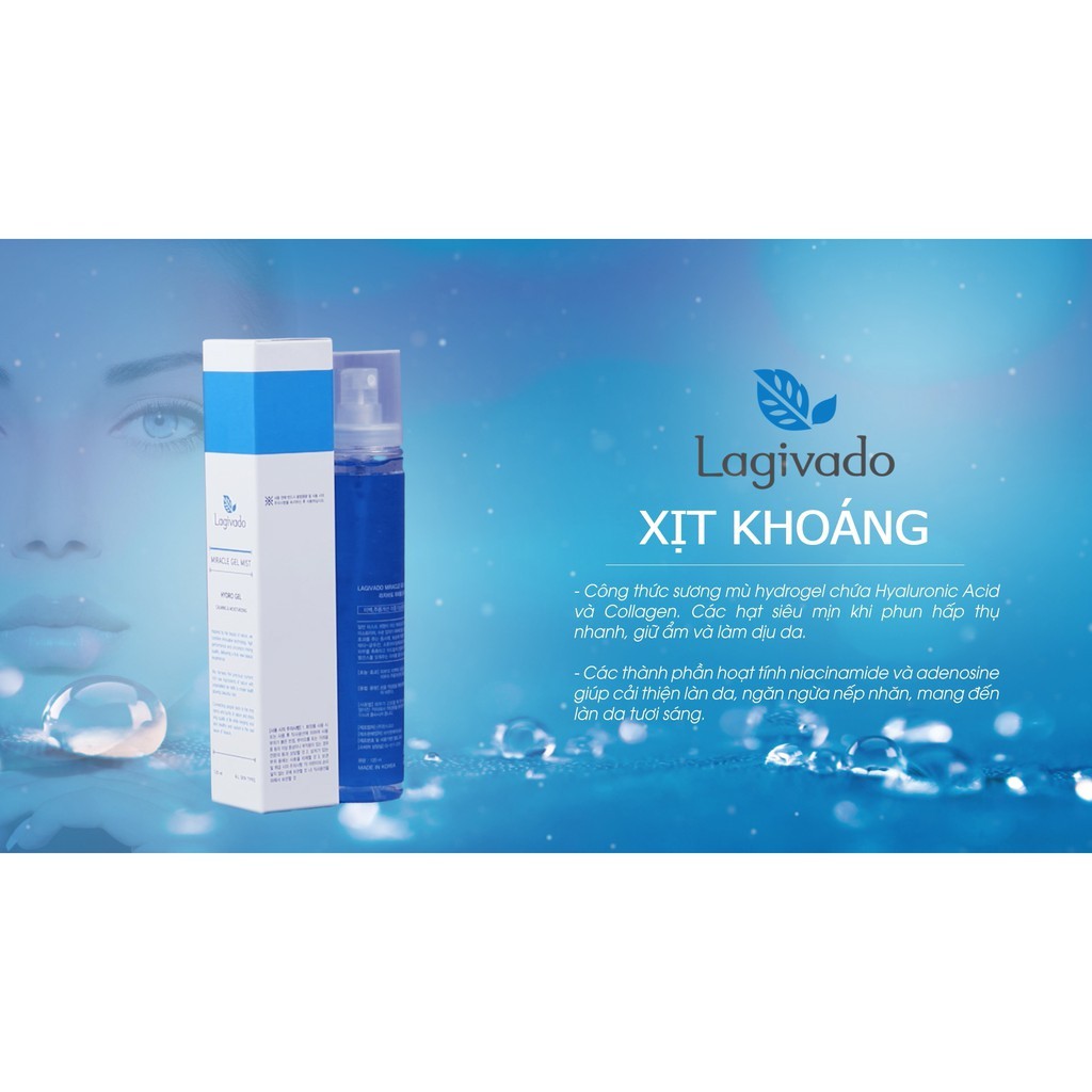 Xịt Khoáng dưỡng ẩm Hàn Quốc Lagivado Miracle Gel Mist 120 ml