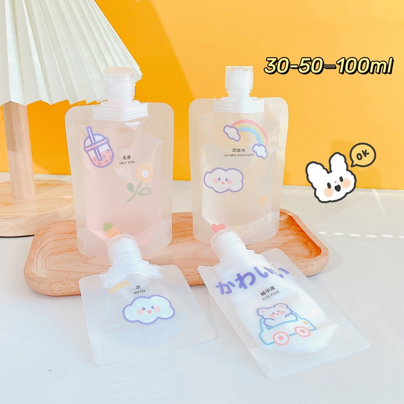 Túi Nắp Lật Trong Suốt Đựng Mỹ Phẩm Du Lịch 30/50/100ml