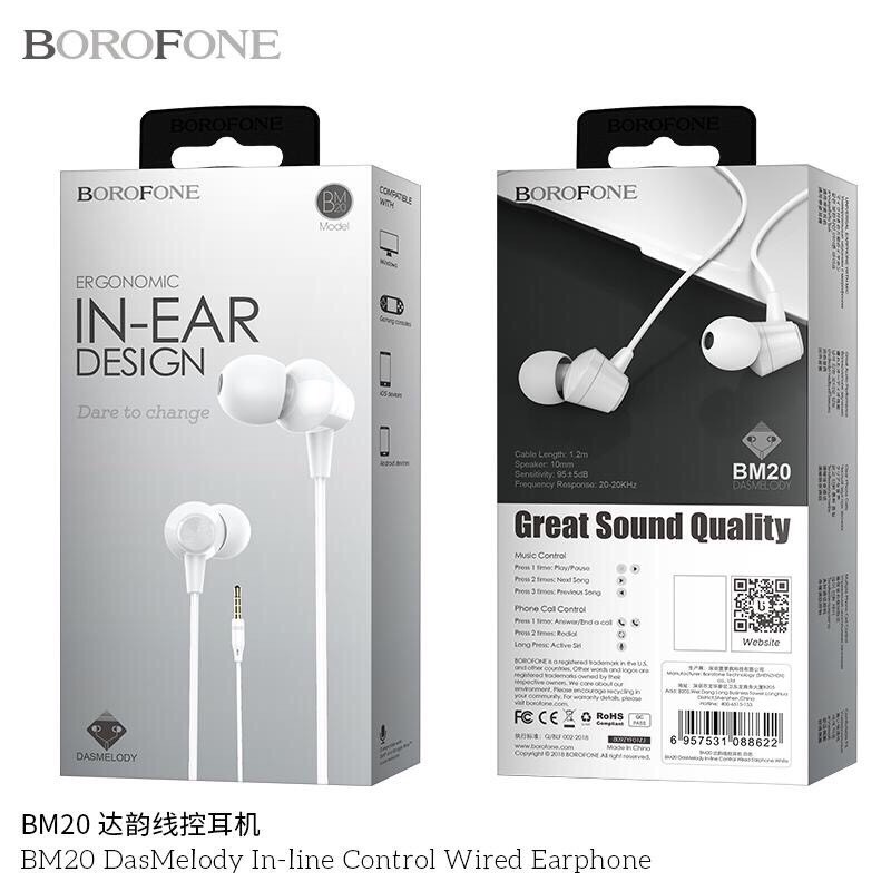 Tai nge nhạc Borofone BM20 chính hãng Bảo hành 6 tháng trên toàn Quốc, tương thích với tất cả dòng máy điều hành android