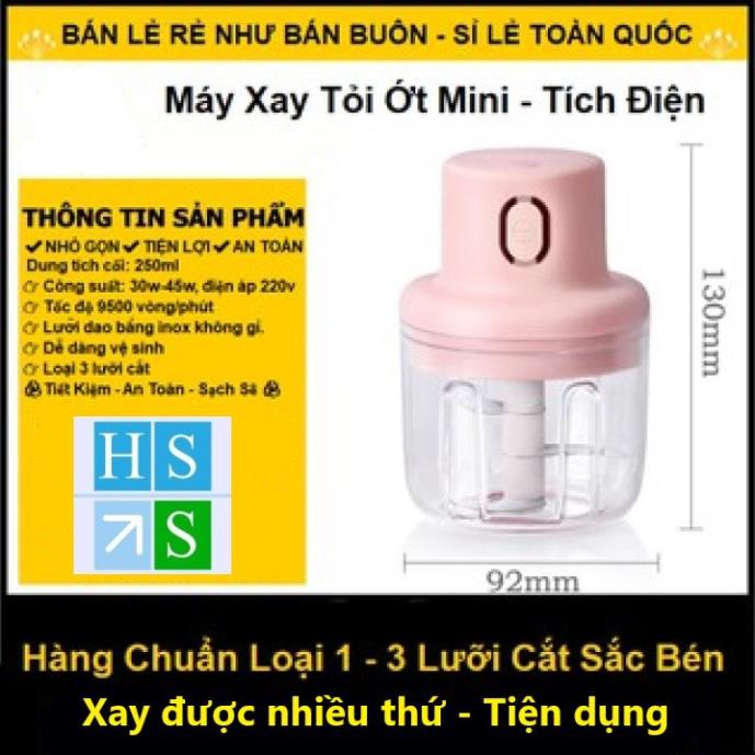 Máy xay mini cầm tay đa năng sạc pin cổng USB không dây xay tỏi ớt hành rau củ quả dung tích 250ml - HS Shop Thủ Đức