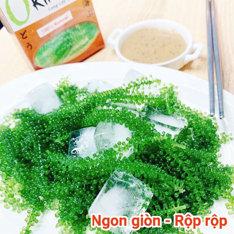 400g rong nho tươi Tặng sốt mè rang Rong nho tươi tách nước Okinawa Nhật Bản 100gram