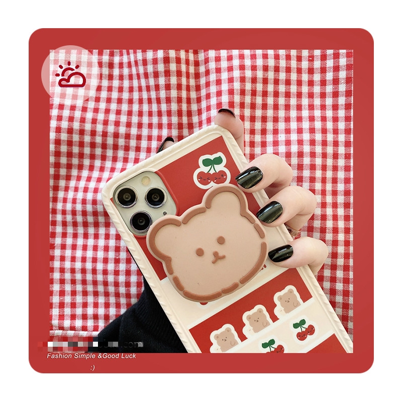Ốp Điện Thoại In Hình Gấu Và Quả Cherry Xinh Xắn Cho Iphone 7 / 8plus | BigBuy360 - bigbuy360.vn