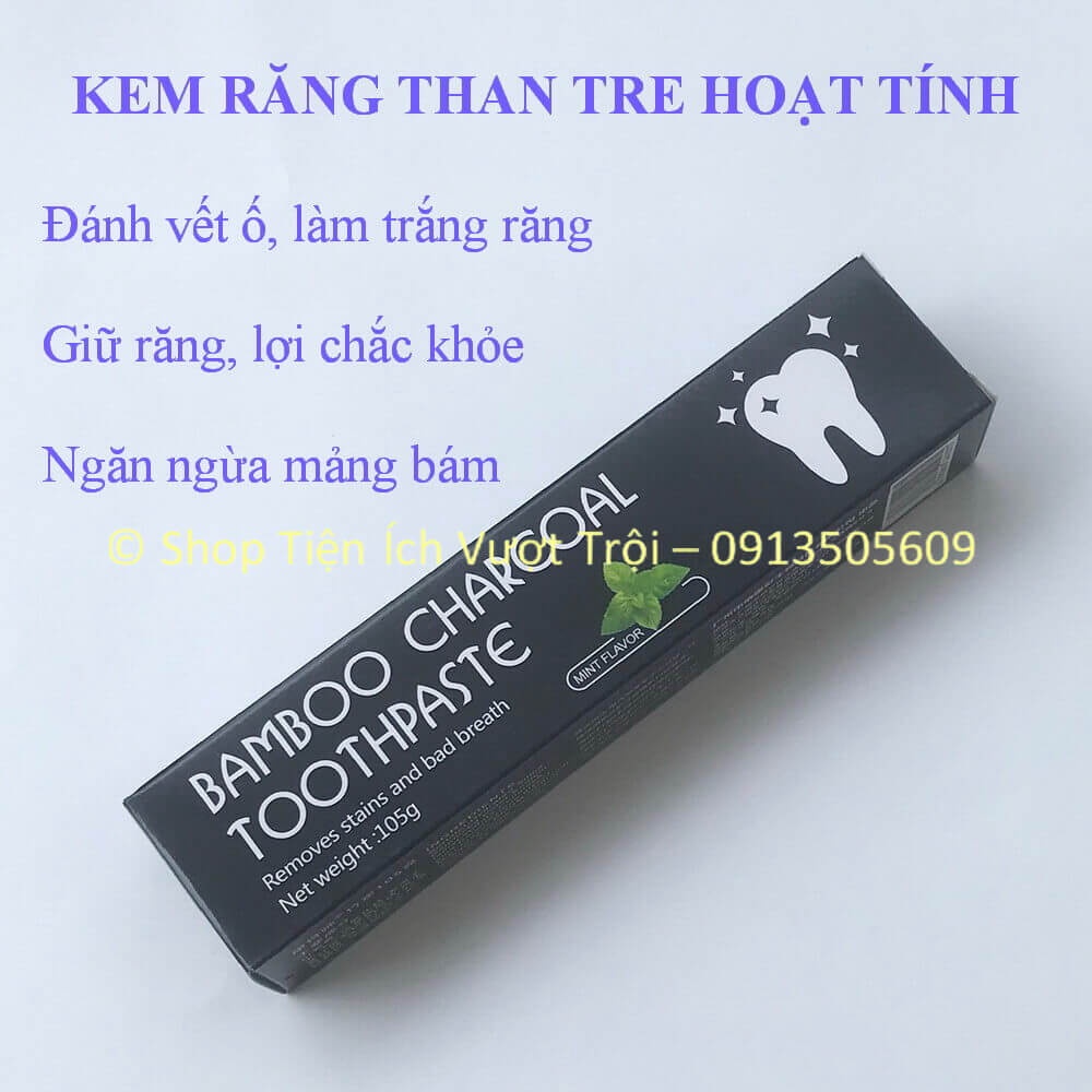 Kem đánh trắng răng than tre hoạt tính, thành phần tự nhiên, trắng răng, hơi thở thơm tho-Shop Tiện Ích Vượt Trội