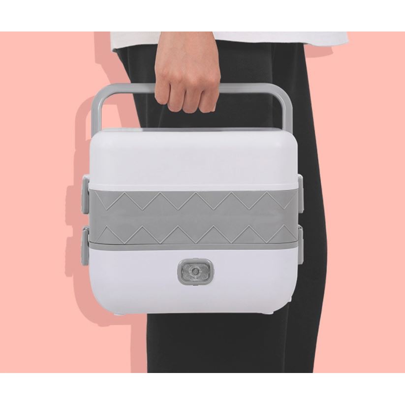 Hộp Cơm Cắm Điện Văn Phòng 2 Tầng 4 Bát Inox Có Chức Năng Giữ Nhiệt, Hâm Đóng Và Tự Nấu Chín Thức Ăn, Cặp Lồng Đa Năng