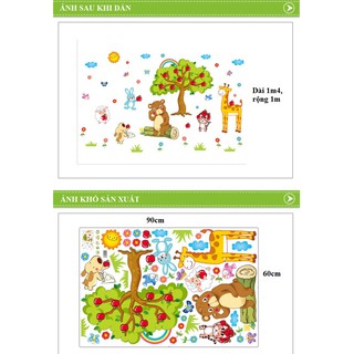Decal dán tường Vườn cherry và thú nhổ cà rốt