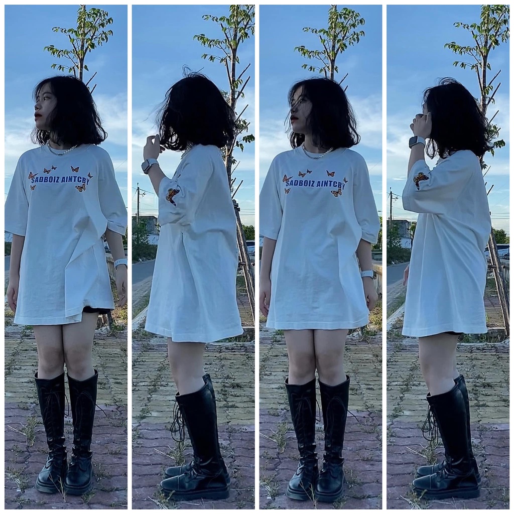 Áo thun tay lỡ form rộng SADBOIZ DREAMY BUTTERFLY Logo thêu mặt buồn phong cách Unisex T&A Store | BigBuy360 - bigbuy360.vn